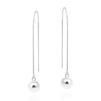 Handmade Wand Stick Ear Thread Slide Sterling Silver .925 Earrings (Thailand) UK