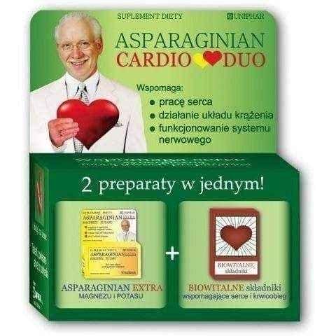 Hawthorn, Iron, B vitamins, Potassium, Magnesium, inulin Aspartate Cardio Duo x 50 tablets UK