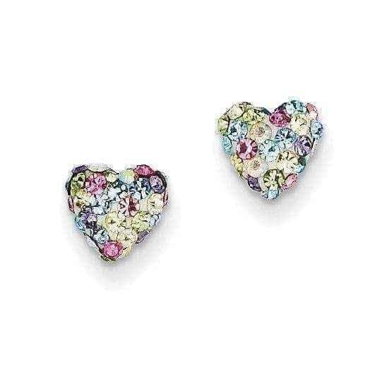 Heart Post Earrings - 14k Pastel Multi-colored Crystal 6mm UK