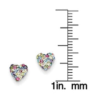 Heart Post Earrings - 14k Pastel Multi-colored Crystal 6mm UK