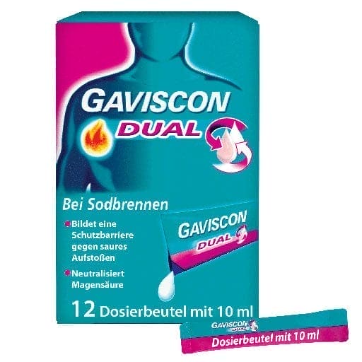 Heartburn, stomach pain, GAVISCON Dual suspenses in a sachet UK