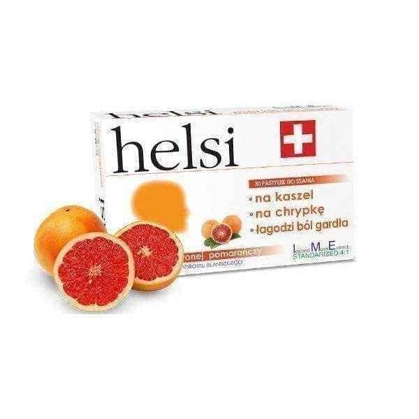Helsi taste red orange x 30 pieces, throat infection, best medicine for sore throat UK