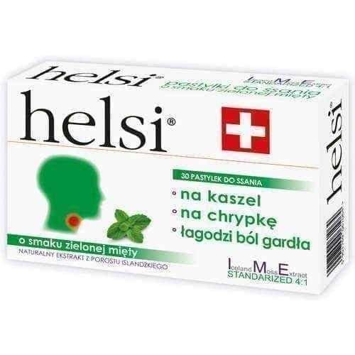 Helsi with the taste of green mint x 30 lozenges, home remedies for sore throat UK