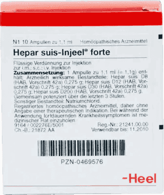 HEPAR SUIS Injeel forte ampoules, chronic eczema, neurodermatitis, psoriasis, erythematosus, porphyria UK