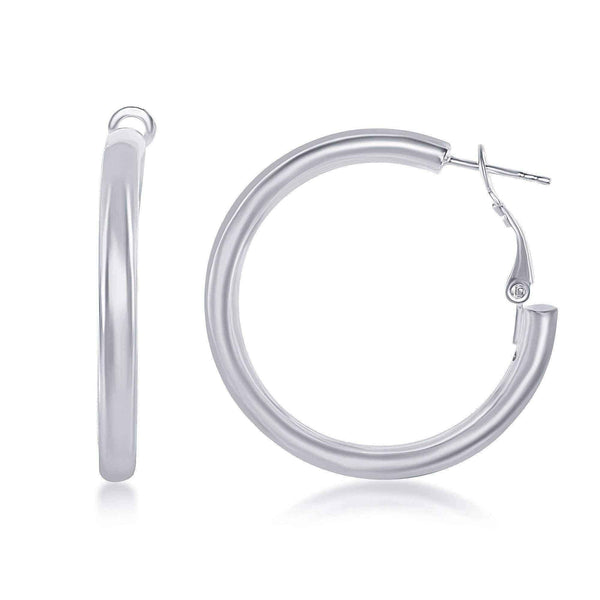 High-polish Sterling Silver Classic Hoop Earrings UK