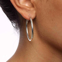 High-polish Sterling Silver Classic Hoop Earrings UK