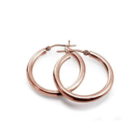 High Polished 4mm Round Hoop Earrings, 30mm-50mm UK