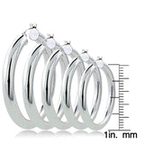 High Polished 4mm Round Hoop Earrings, 30mm-50mm UK