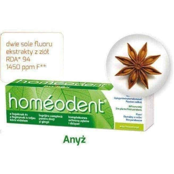 HOMEODENT Comprehensive protection of teeth and gums toothpaste anise 75ml, anise toothpaste UK