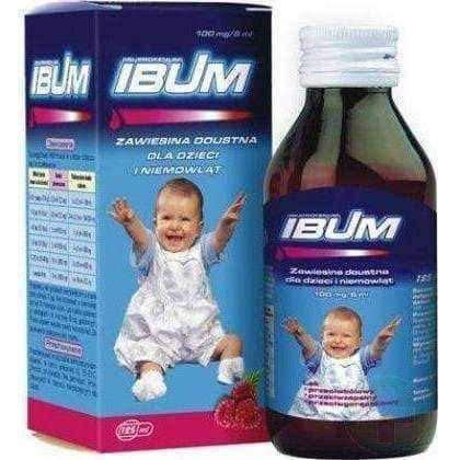 IBUM 0.1g / 5ml suspension 130g sm. raspberry, infant pain reliever, headache, tooth pain UK