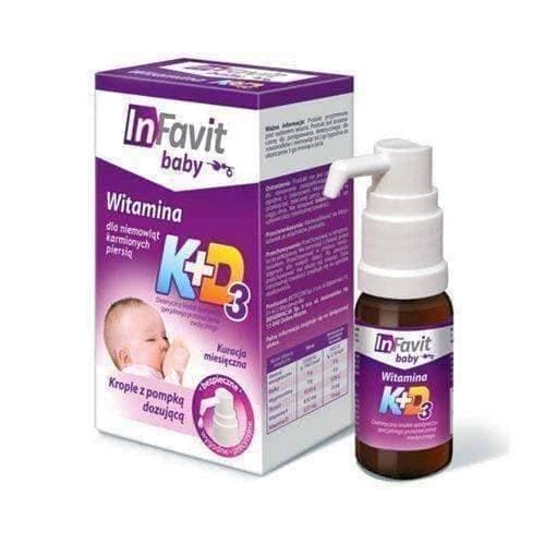 InFavit Baby K + D3 drops 10ml dispenser for children from 2 weeks, infant care UK