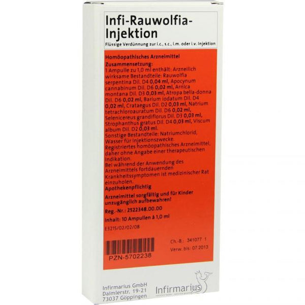 INFI RAUWOLFIA Injection, Homeopathic medicine for diseases of the cardiovascular system UK