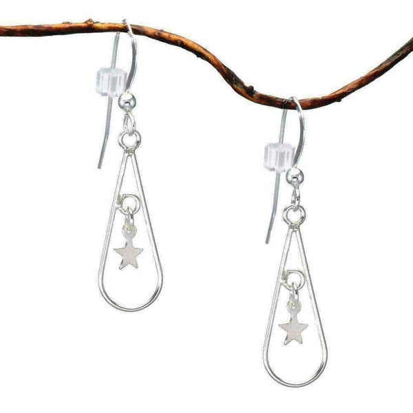 Jewelry by Dawn Sterling Silver Teardrop Earrings With Stars UK