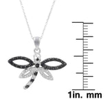 Journee Collection Sterling Silver Black Diamond Accent Dragonfly Necklace UK