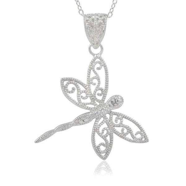 Journee Collection Sterling Silver Diamond Accent Dragonfly Pendant UK