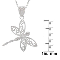 Journee Collection Sterling Silver Diamond Accent Dragonfly Pendant UK