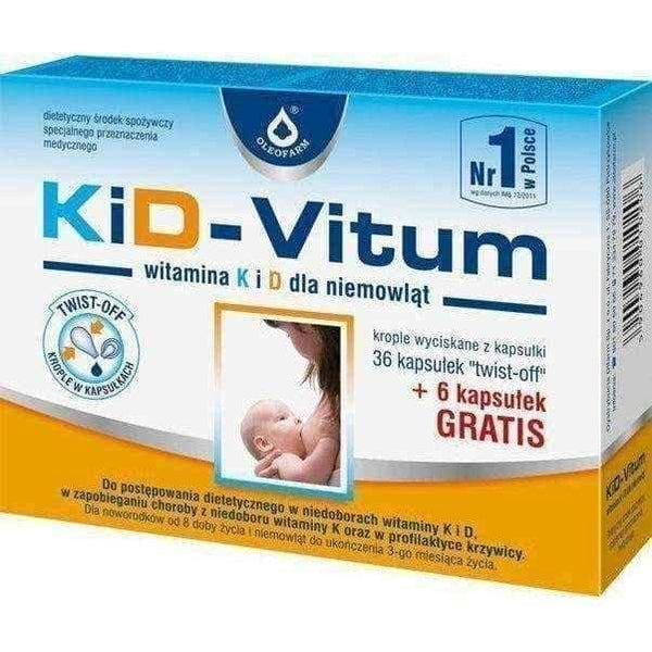 KiD-Vitum Vitamin K and D for infants x 36 + 6 capsules UK