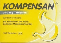 KOMPENSAN tablets 340 mg heartburn, bloated stomach 100 pc UK