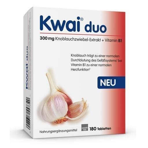 KWAI duo tablets 180 pcs, onion garlic extract, vitamin B1, blood vessels UK