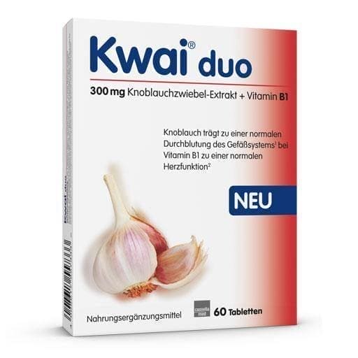 KWAI duo tablets 60 pcs, onion garlic extract, vitamin B1, blood vessels UK