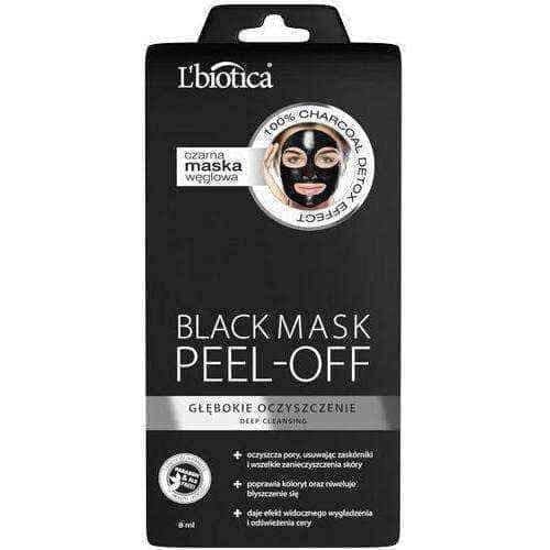 L'Biotica Black Mask Peel-Off deep cleansing black carbon mask 8ml UK
