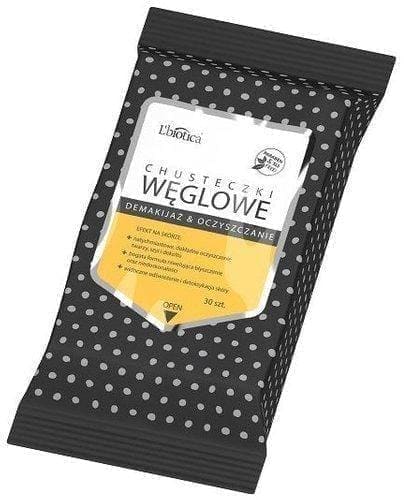 L'BIOTICA Charcoal wipes Make-up Removal and Cleansing x 30 pcs UK