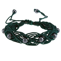 La Preciosa Hematite Beads Cord Macrame Bracelet - Dark Purple UK