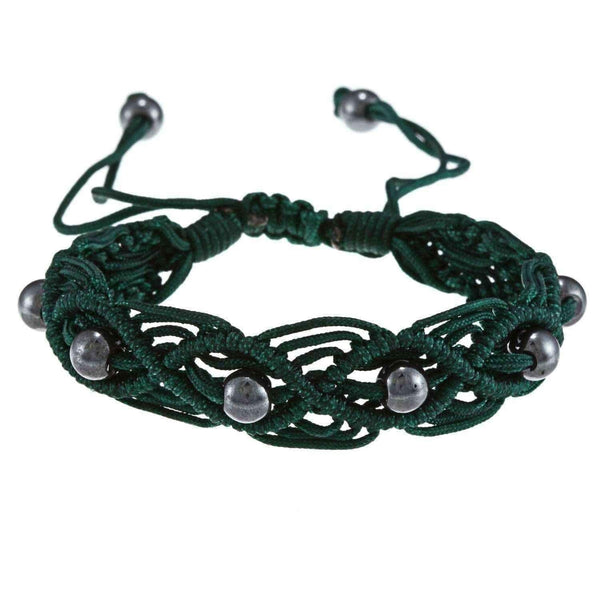 La Preciosa Hematite Beads Cord Macrame Bracelet - Dark Purple UK