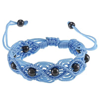 La Preciosa Hematite Beads Cord Macrame Bracelet - Dark Purple UK