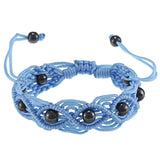 La Preciosa Hematite Beads Cord Macrame Bracelet - Dark Purple UK