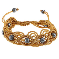La Preciosa Hematite Beads Cord Macrame Bracelet - Dark Purple UK