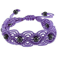 La Preciosa Hematite Beads Cord Macrame Bracelet - Dark Purple UK