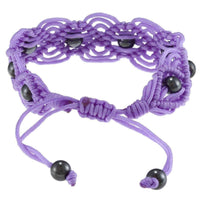 La Preciosa Hematite Beads Cord Macrame Bracelet - Dark Purple UK
