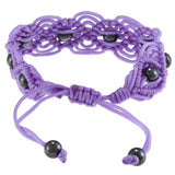La Preciosa Hematite Beads Cord Macrame Bracelet - Dark Purple UK