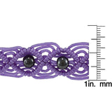 La Preciosa Hematite Beads Cord Macrame Bracelet - Dark Purple UK
