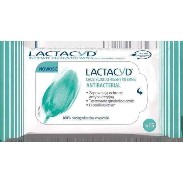 LACTACYD ANTIBACTERIAL wipes x 15 pieces bacterial infections within intimate spheres UK