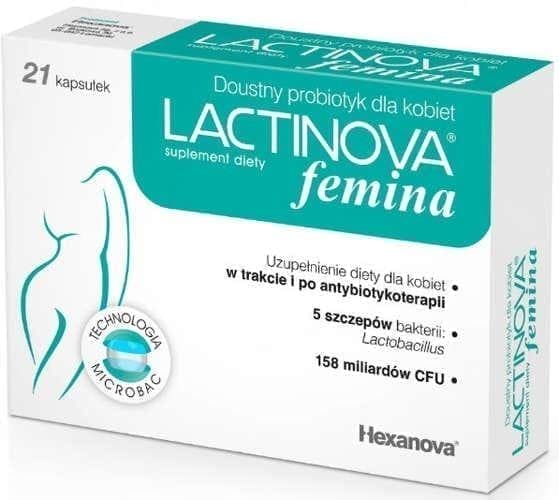 Lactic acid bacteria, Lactinova Femina x 21 capsules UK