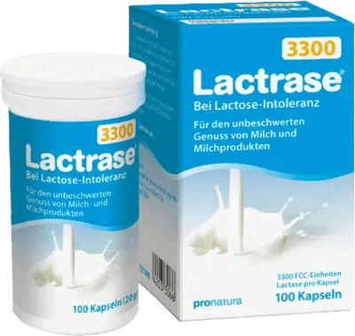 Lactose intolerance, LACTRASE 3,300 FCC Capsules UK