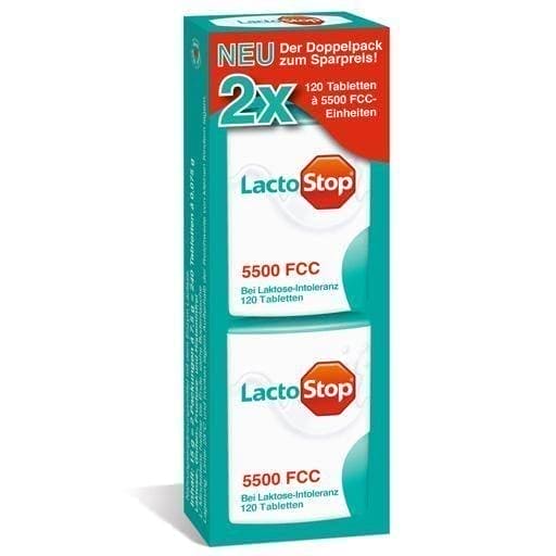 LACTOSTOP 5,500 FCC tablets 2x120 pc Lactose Intolerance UK