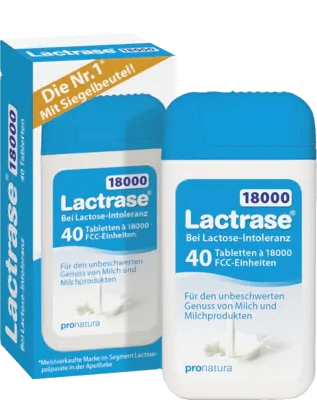 LACTRASE 18,000, lactose intolerance, FCC tablets in dispenser UK