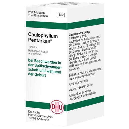 Late pregnancy, during childbirth, CAULOPHYLLUM PENTARKAN tablets UK