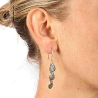 Lily B Sterling Silver Beaded Swirl Shell-shape Earrings UK