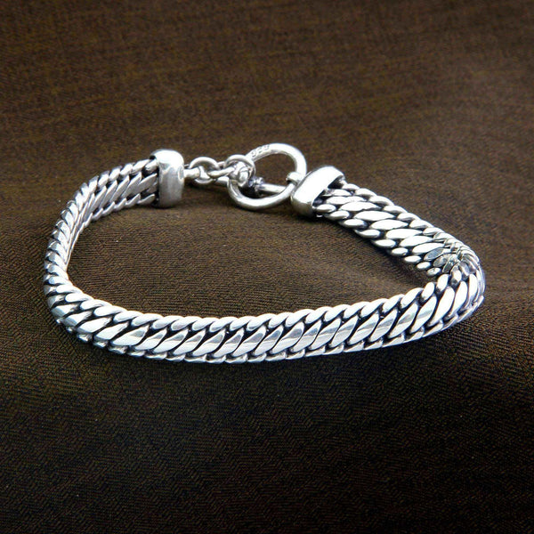 Links of Masculine Power Sturdy Link Chain with Toggle Clasp Closurure 925 Sterling Silver Mens Bracelet (Indonesia) UK