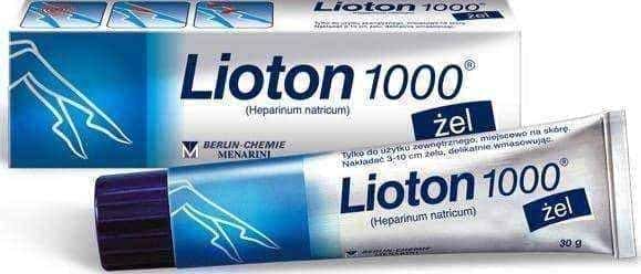 Lioton 1000 gel 30g, sodium heparin (Heparinum natricum), relieves pain and tension UK