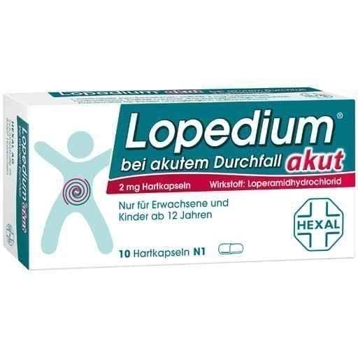 LOPEDIUM Acute for acute diarrhea, hard capsules, loperamide hydrochloride 10 pc UK