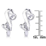 Love Grows Sterling Silver Dual Heart Hoop Earrings UK