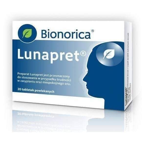 LUNAPRET BIONORICA x 20 tablets difficulty in falling asleep and restless sleep UK