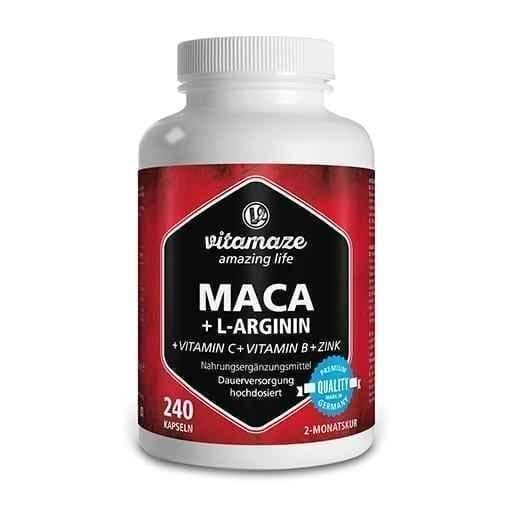 MACA ROOT 4: 1 high dose + L-arginine capsules 240 pcs UK