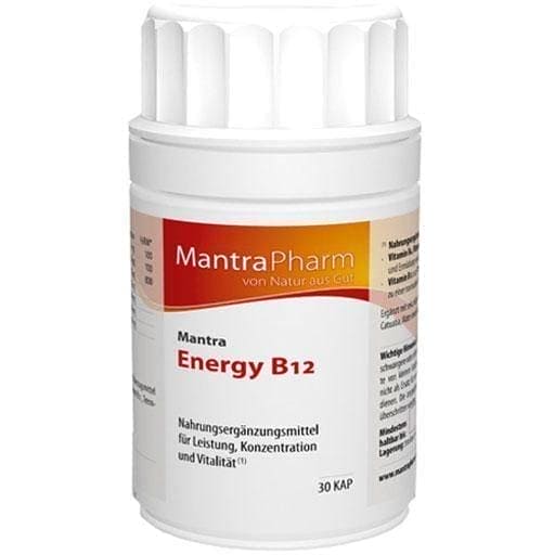 MANTRA Energy B12 capsules 30 pc ginseng extract, catuaba, mate, caffeine UK