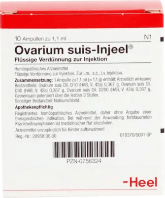 Mastodynia, osteomalacia, nymphomania, neurosis, depression, OVARIUM SUIS Injeel ampoules UK